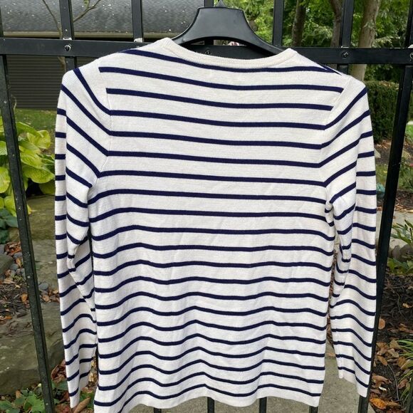 VINEYARD VINES Merino wool crewneck sweater in navy and cream stripes - Picture 3 of 5